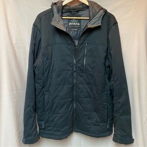 PrAna Men's Zion Quilted Jacket Black Size XL Hooded Winter Layer Outdoor